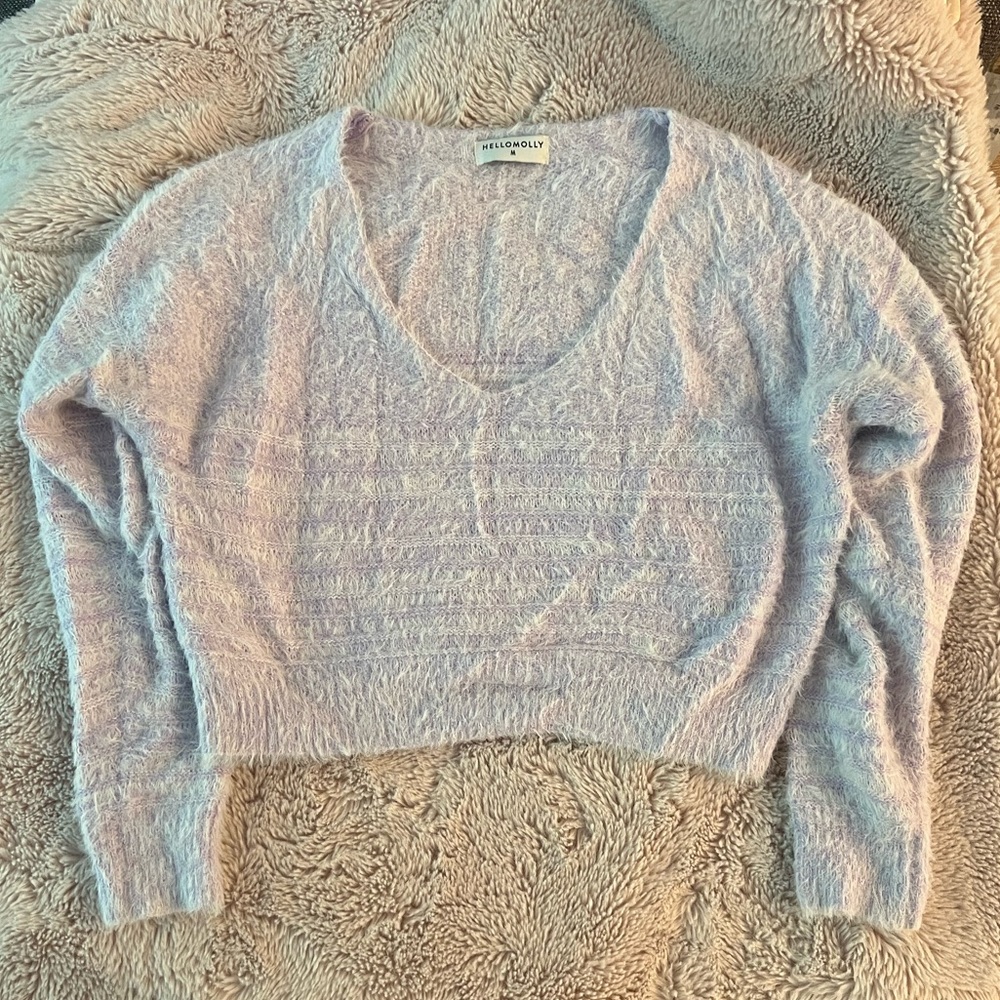 Hello Molly Purple V-Neck Sweater